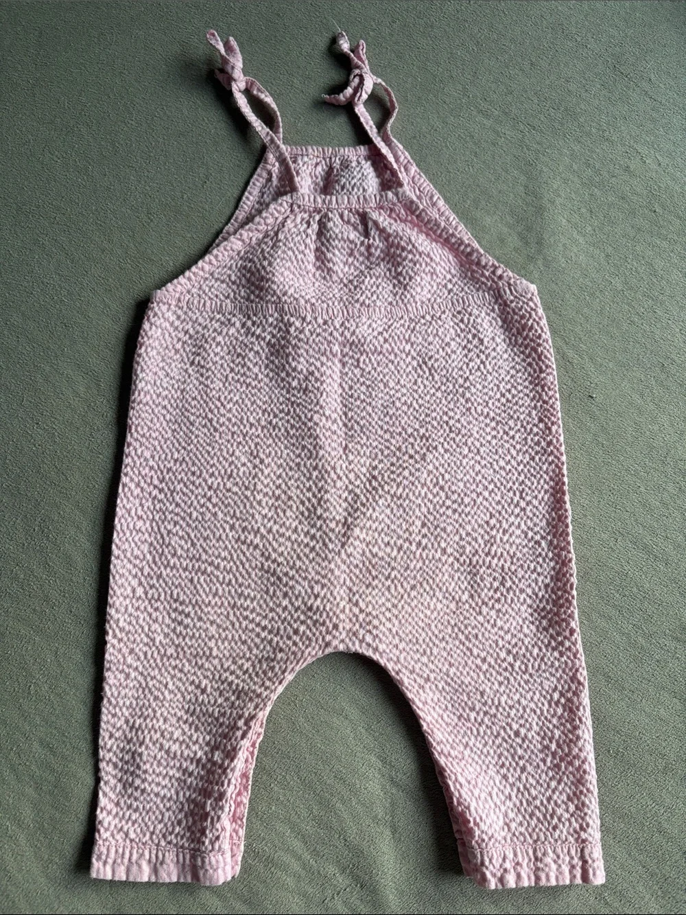 Andy & Evan Mauve Pink Seersucker Textured Tie-Straps Girls Romper Size 9-12M !!